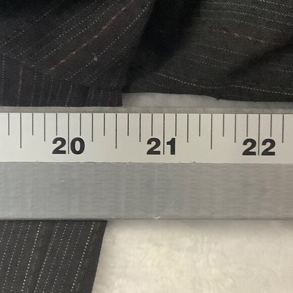 Script Blazer Women Size 10 Brown Pinstripe 2 Button 1 Vent Stretch - Picture 9 of 11